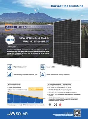 Panneau Solaire JA Solar 550Wc Mono PERC disponible au Sénégal – NRJSOLAIRE